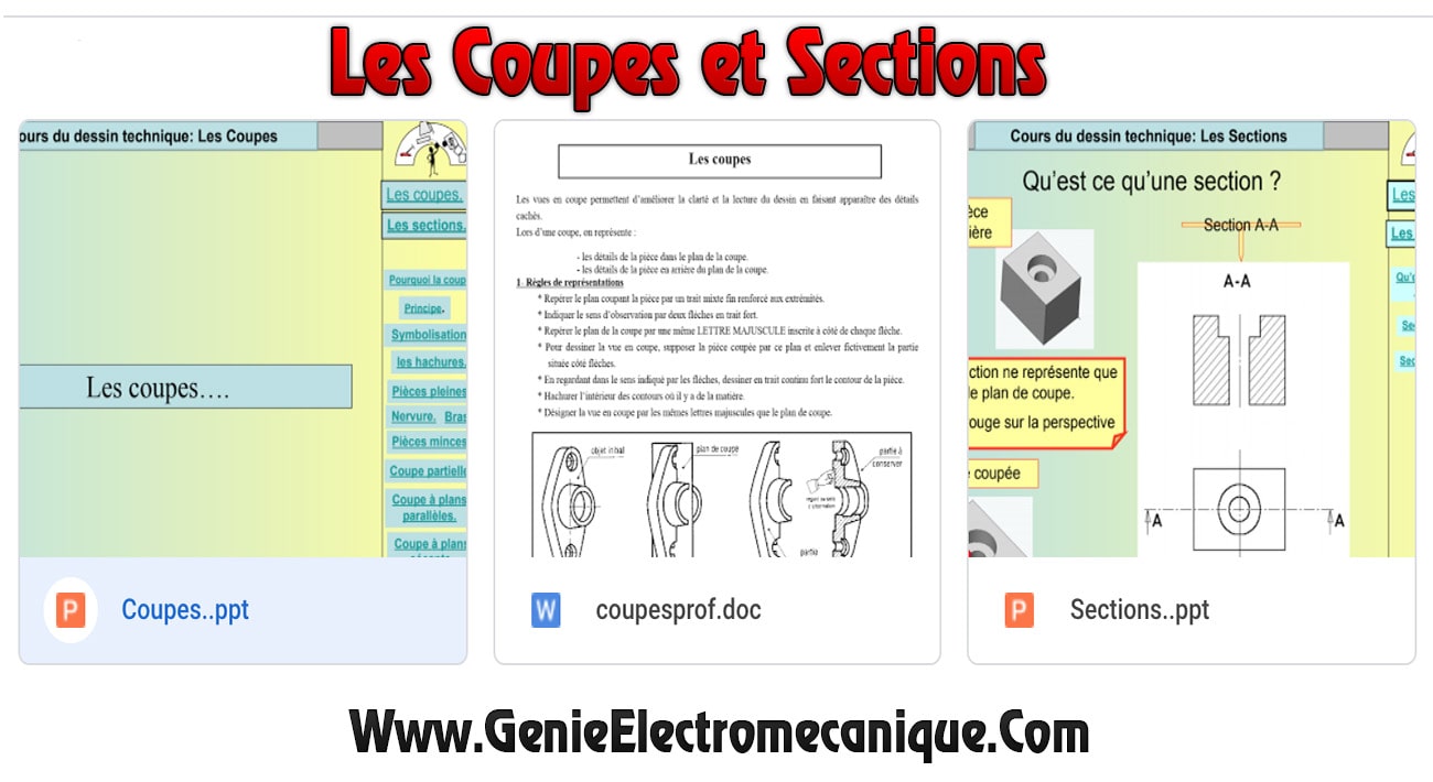 Cours du dessin technique: Les Coupes et Sections