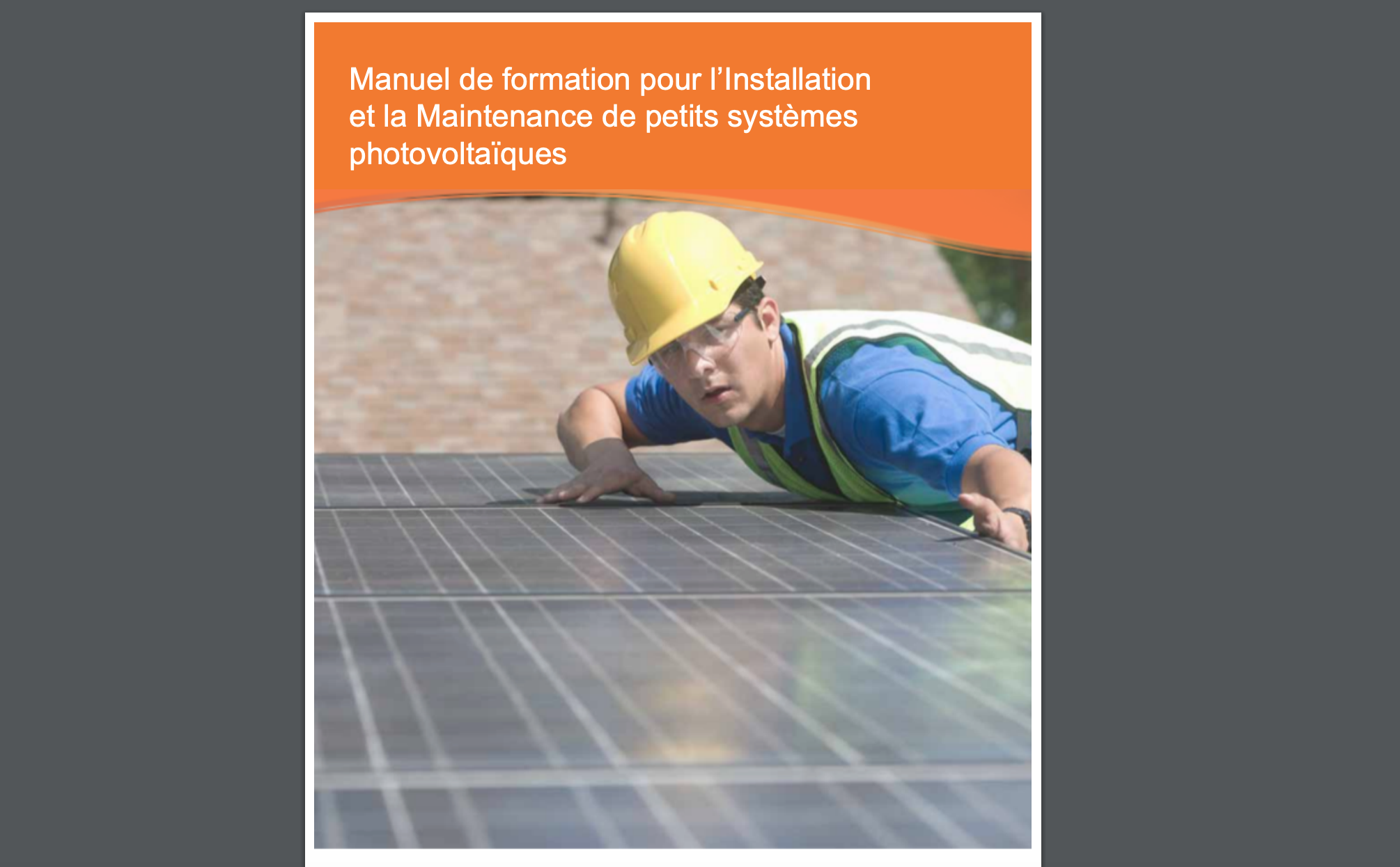 Manuel de formation pour l’Installation et la Maintenance de petits systèmes photovoltaïques