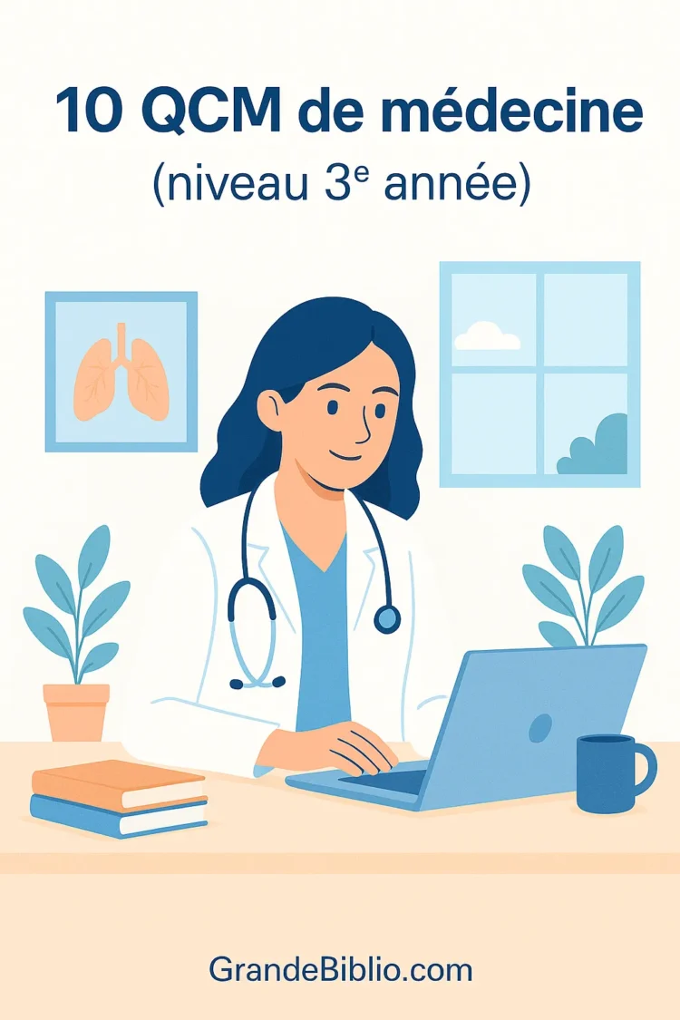 10 QCM avec Réponse de médecine (niveau 3ᵉ année)